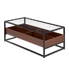 Display Contemporary Coffee Table in Black Metal, Walnut Wood, and Clear Glass by LumiSource - 3 of 4
