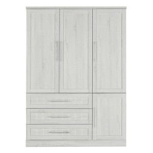 TIRAMISUBEST 4-Door Wardrobe Closet with 3 Drawers & Locking Wheels - Mobile Storage Cabinet, Adjustable Shelves for Bedroom/Office - 1 of 4