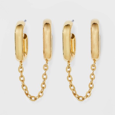 SUGARFIX by BaubleBar Luxe Link Chain Statement Earrings - Gold