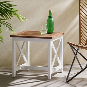 FURNIinspire Patio End Tables, Modern Square Coffee Table - Annular Texture, Round Dining Table for 4 for Office, Lounge, Brown, 19.75"*19.75"*18.75" - 1 of 4