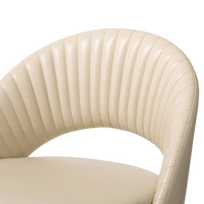 Set of 2 Cream Quilted Leatherette Bar Stools with Metal Legs