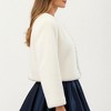 Anna-Kaci Women's Soft Plush Cropped Jacket with Pearl Trim Open Front Long Sleeves and Elegant Textured Finish 23.5in - One Size Fits Most, White - 3 of 4