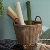 JANSNO 16" Brown Round Cone Resin Wicker Decorative Basket with Handles -For Towels, Toys, Magazines, and More - 2 of 4