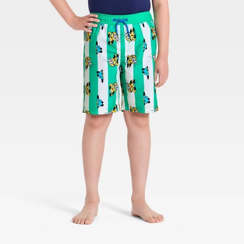 Universal Boys' Minions Cabana Striped Swim Trunks - Green M