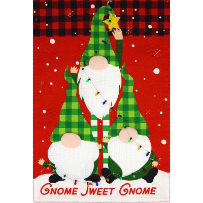 Gnome Tree Christmas Burlap Garden Flag Trio Humor 18" x 12.5" Briarwood Lane