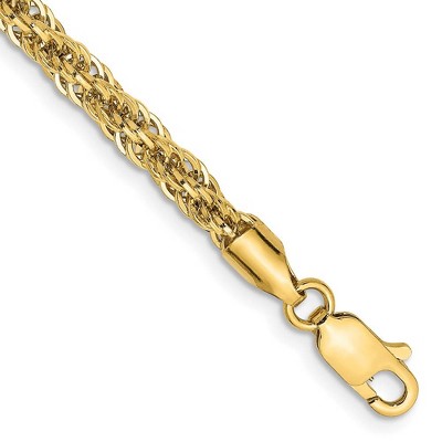 Black Bow Jewelry 3.3mm 14k Yellow Gold Diamond Cut Rope Chain Bracelet, 7 Inch