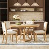 5 PCS Retro Dining Set, Extendable Round Table with Removable Leaf, Upholstered Rubberwood Chairs with Cushioned Backrests-Coolbibila - 2 of 4