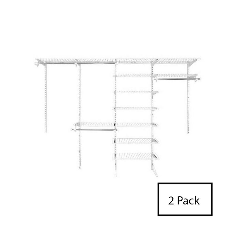 Rubbermaid FastTrack 6 to 10 Foot Wide White Wire Closet Organization Configuration Storage Kit with Shelves, 2 Pack, 2 of 6