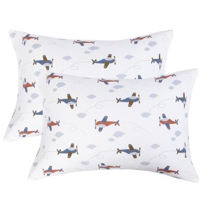 2 Pack Jersey Cotton Toddler Pillowcases, Envelope Travel Pillowcases - NTBAY - 1 of 4