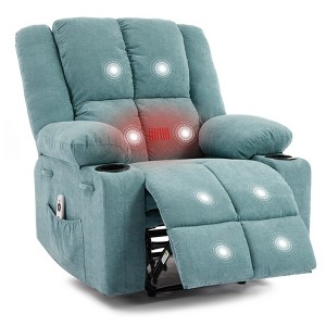 Manual Recliner Chair with Heating & 8-Point Massage, 155¡ã Adjustable Corduroy Recliner with Dual Cup Holders and Side Pockets - 1 of 4