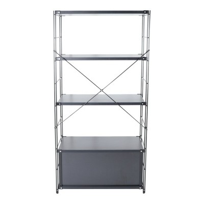 Brentwood Black 4-Shelf Etagere Bookcase with Steel Frame