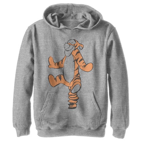 Boy s Winnie The Pooh Bouncing Smiling Tigger Pull Over Hoodie Athletic Heather X Large Target