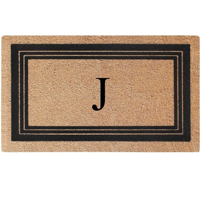A1HC Natural Coir and PVC Backing 18"x30" Classic Border Monogrammed Flock Door Mat, Anti-Shed Doormat