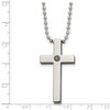 Black Bow Jewelry Men's Titanium Stainless Steel 1/2pt. Diamond Cross Necklace, 22 Inch - 4 of 4