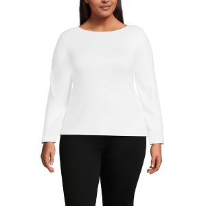 Lands' End Women's Long Sleeve Polished Essentials Boatneck Top - 1 of 3