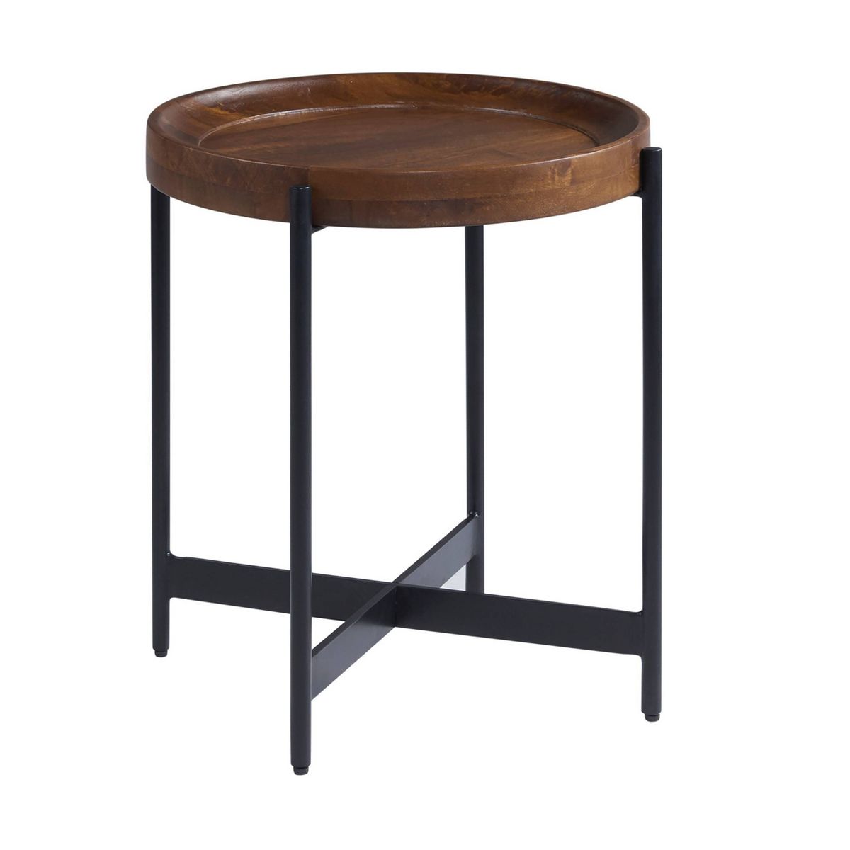 20" Brookline Round End Table Medium Chestnut - Alaterre Furniture: Chic Industrial, Fixed Tray Top - thumbnail 2