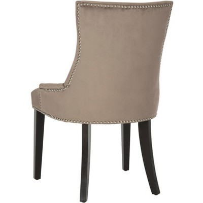 Transitional Gray Velvet Upholstered Side Chair with Birch Legs