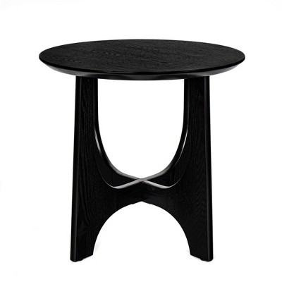 Lirago Black Round End Table with Modern Minimalist Design Height Accent Table for Living Room Bedroom Reception 24"H x 25.2"D x 25.2"W