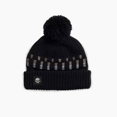 Turtle Fur Kids Noah Pom Beanie - Boy's Warm Knit Winter Cold Weather Hat, Black
