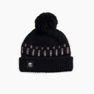 Turtle Fur Kids Noah Pom Beanie - Boy's Warm Knit Winter Cold Weather Hat, Black - 1 of 4