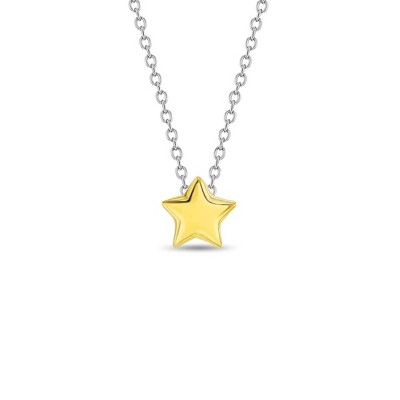 Girls' Tiny Puffed Star Yellow Gold Plated Sterling Silver Necklace - In Season Jewelry
