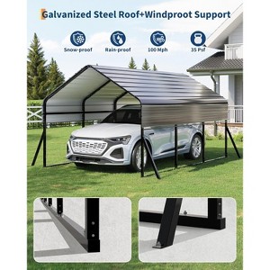 13'x26'x11.4' Heavy Duty Metal Carport Kit, All-Weather Reinforced Frame with Anchors for Trucks, RVs, Boats - 1 of 4