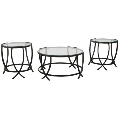 3pc Tarrin Coffee and End Table Set Black - Signature Design by Ashley