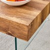 Vynxaria Walnut Square Coffee Table with Tempered Glass Legs - Modern & Elegant Design - 4 of 4