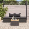 vidaXL Outdoor Poly Rattan Patio Lounge Chair - Black Sunbed with Adjustable Sides, Washable Cushions, Comfortable Waist Pillows, Powder-Coated Steel - 3 of 4