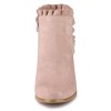 BLISSFUL STEP Women's Back to College Party Ruffle Pointed Toe Block Heel Ankle Boots - 3 of 4