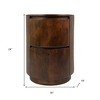 HomeRoots 24" Chestnut Solid Wood Round Drum End Table With Two Drawers - 3 of 4