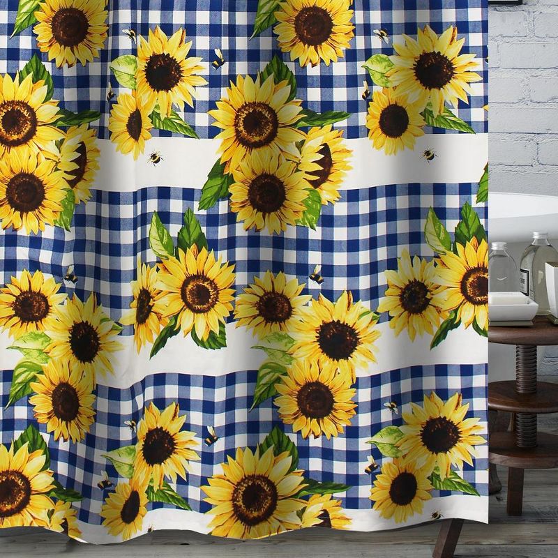 Barefoot Bungalow Sunflower Bath Shower Curtain - Gold 72x72, 3 of 5