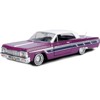 1964 Chevrolet Impala Lowrider Hard Top Purple Metallic with White Top "Get Low" Series 1/24 Diecast Model Car by Motormax - 2 of 3