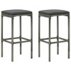 vidaXL 3-Piece Outdoor Patio Bar Set in Gray - PE Rattan, Powder-Coated Steel & 100% Polyester Fabric, Weather-Resistant, Removable Cushions - 3 of 4