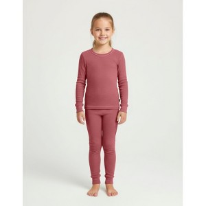 City Threads Girls USA-Made Soft & Cozy Thermal Long Johns 2-Piece Set - Warm Base Layer & Loungewear - 1 of 4