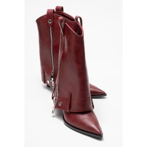 Lola - Burgundy Zip Pointed Toe Heel Boot (Women) | Prologue Shoes - 1 of 4
