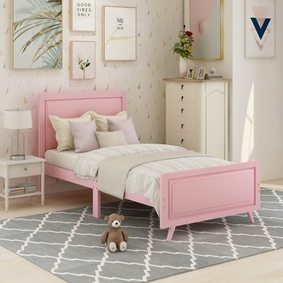 ALEXOUN Twin Size Platform Bed Frame with Headboard,Wooden Beds Frame with Wooden Slat Support,No Box Spring Needed,for Bedroom Living Room