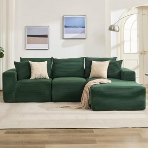 Coucheta 109" Cloud Sofa L-Shaped Sectional, Frameless Couch & ,Skin-Friendly Corduroy Fabric for Living Room, Left/Right Facing Chaise - 1 of 4