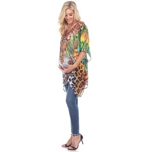 Maternity Animal Print Caftan with Tie-up Neckline - One Size Fits Most - White Mark - 1 of 3
