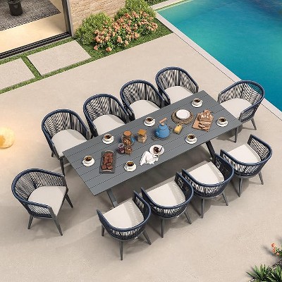 PURPLE LEAF Patio Dining Set All-Weather Wicker Aluminium Outdoor Table and Chairs Set for Backyard Decor Kitchen Modern Furniture Set
