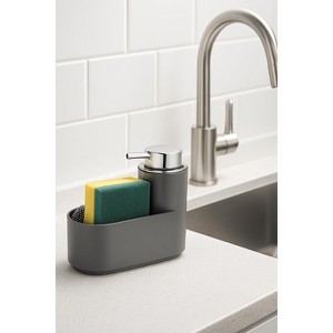 Home Mart Goods Grey Kitchen Soap Dispenser Caddy Set with Sponge & Scrubber - 1 of 2