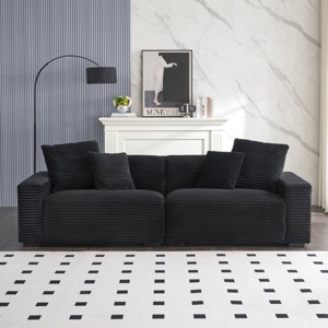 Corduroy Sectional Sofa With Pillows For Living Room,4 Seat Modular Sofa With Plastic Legs,Modern Corduroy Couch For Small Spaces-Koiai - 1 of 4