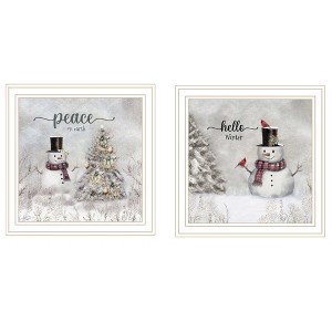 2Piece Vignette Winter Peace On Earth White Framed Wall Art for Living Room, Holiday Wall Art Print for Home Decor, Bedroom Wall Art by RobinLee Viera - 1 of 4