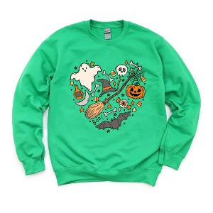 Simply Sage Market Women's Graphic Sweatshirt Halloween Heart - 1 of 4