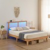 coucheta Bed Frame with Natural Rattan Headboard, Platform Bed Frame with LED Lights, Mattress Foundation, Noise-Free - 2 of 4