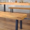 Emma and Oliver Rustic Natural Acacia Wood Bench with Seating for Two, Flared Wooden Legs and Slatted Surface for Indoor and Outdoor Use - 4 of 4