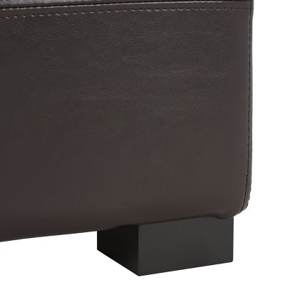 Large Brown Birch Tufted Storage Bench with Hinged Top