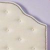 Ivory Camelback Upholstered Twin Size Headboard with Button Tufted Diamond Stitch & Nailhead Accents for Metal Bed Frames -Christopher Knight Home - 3 of 4