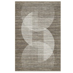 Machine Washable Area Rugs Modern Abstract Indoor Mat Non Shedding Neutral Throw Rugs Foldable Geometric Strip Thin Floor Cover for Living Room - 1 of 4