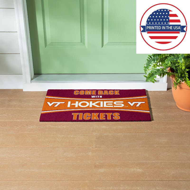 Evergreen Come Back with Tickets Virginia Tech 28" x 16" Woven PVC Indoor Outdoor Doormat, 5 of 7